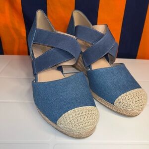 DREAM PAIRS Womens Close Toe Espadrilles Dressy Straps Wedges  DenimBlue Size 9